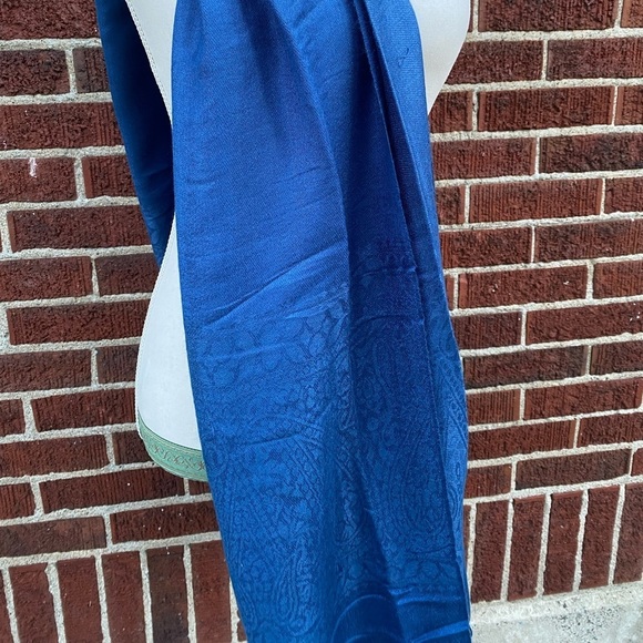 Blue Scarf Paisley Blue Scarf Wrap Shawl  Fringe Ladies Neck Stole 70”x 27” - Picture 12 of 12